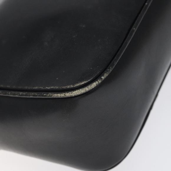 CELINE Clutch Bag Leather Black Auth nb304